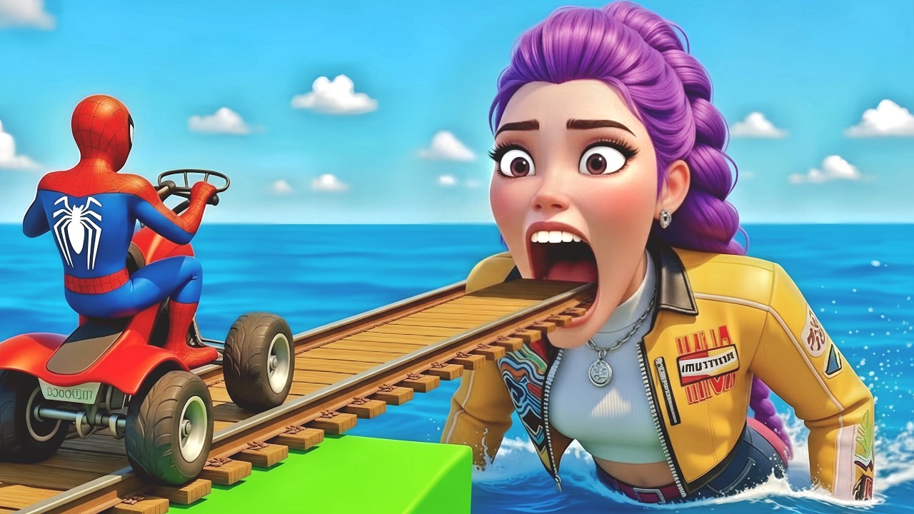 SPIDER MAN against POOR RUMI 😈 on Motorcycle in RAINBOW SPIDERS BRIDGE GTA MULTIVERSE