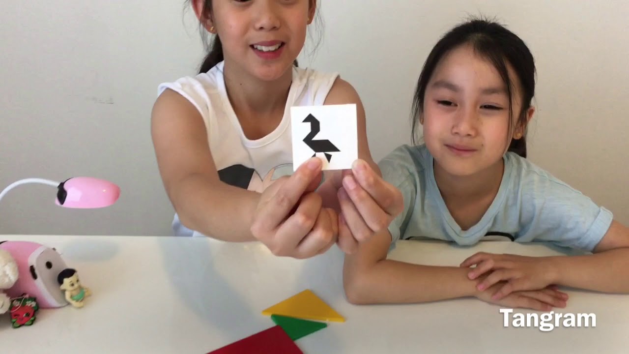 kids color and shapes learning and playing , Tangram games