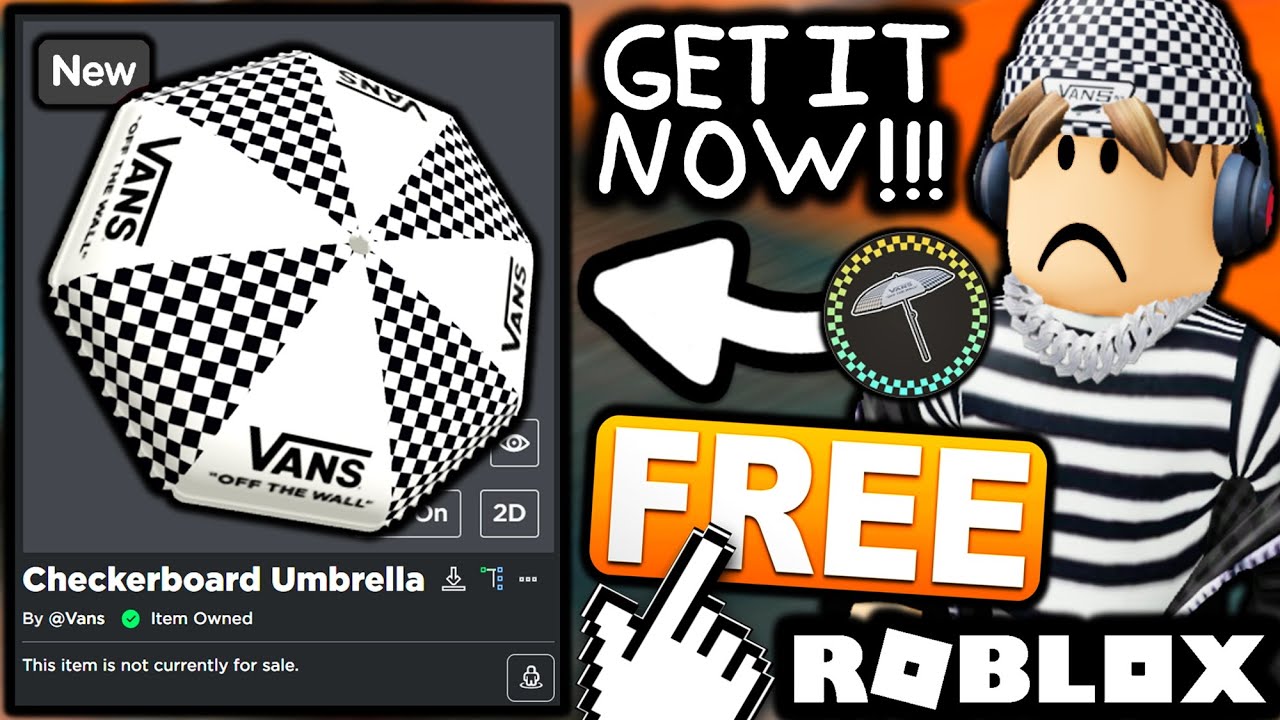 FREE ACCESSORY! HOW TO GET Vans Black & White Checkerboard Umbrella! (ROBLOX VANS WORLD EVENT)