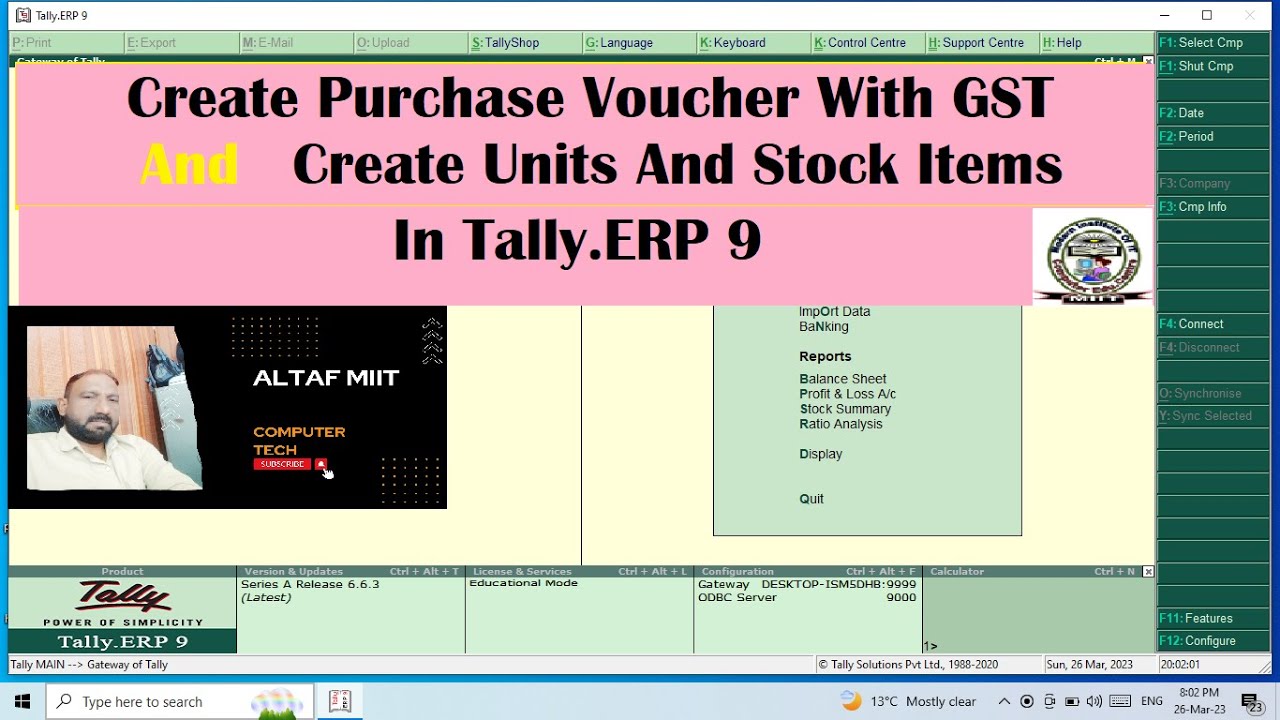 Entry Purchase Voucher With !! SGST !! CGST !! In Tally.ERP 9. YouTube