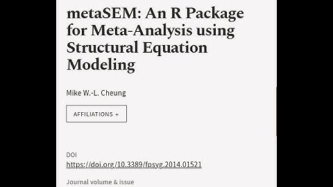 metaSEM: An R Package for Meta-Analysis using Structural Equation Modeling | RTCL.TV