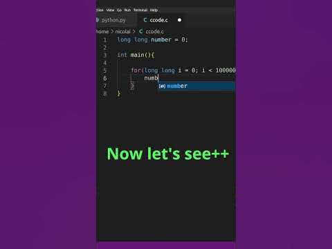 C vs Python Speed Test #cpp #python #programming #code - YouTube