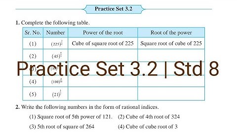Practice Set 3.2 | L-3 Indices and Cube root | Class 8 Maths