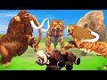 Giant tiger attacks baby mammoth saved by 2 giant bull woolly mammoth vs sabertoothed tiger fight