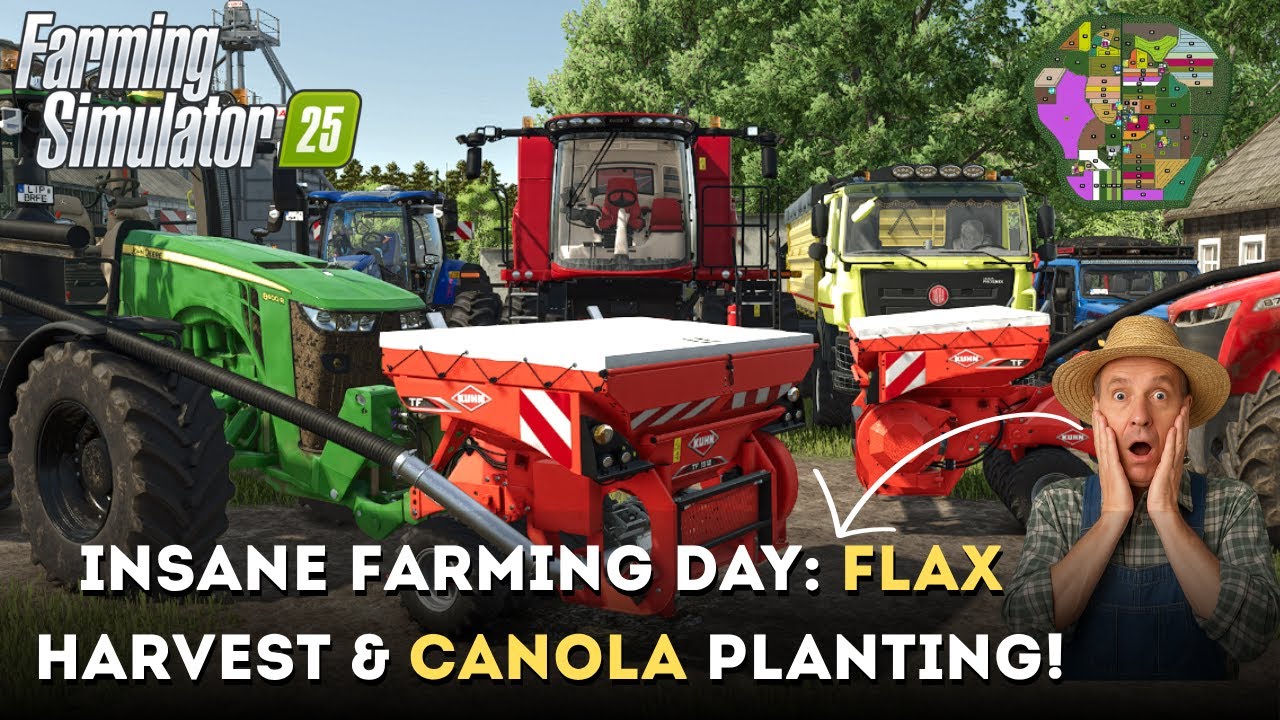 FLAX HARVEST & CANOLA SEEDING | Massive FS25 Farming Combo!
