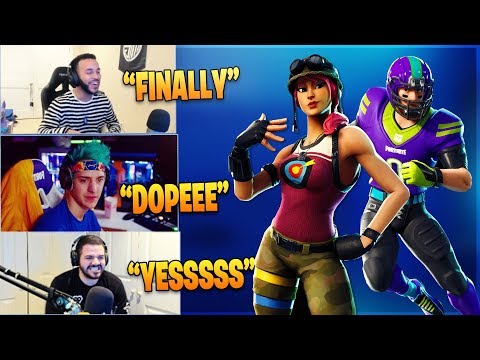 ninja-&-streamers-reacts-to-*new*-bullseye-&-nfl-skins!---fortnite-funny-moments