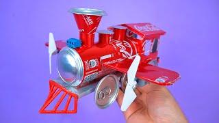 Amazing Mini Airplane Train Made With Soda Cans And Recyclable Materials