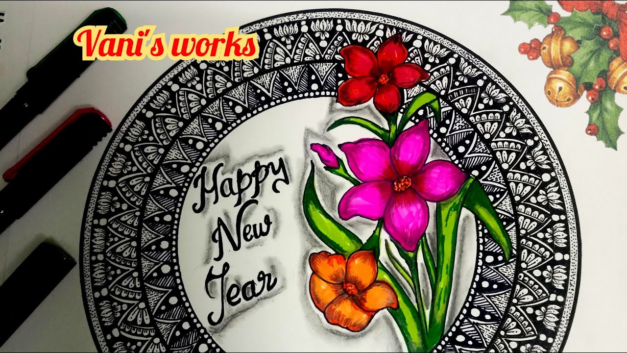 Happy New Year with mandala art | flower with mandala | colourful ...