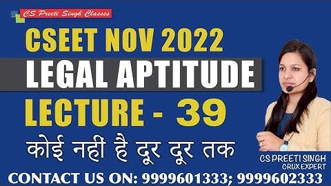 CSEET Nov 2022 l Legal Aptitude Lec 39  I CSEET Online classes I CSEET Face to Face Classes