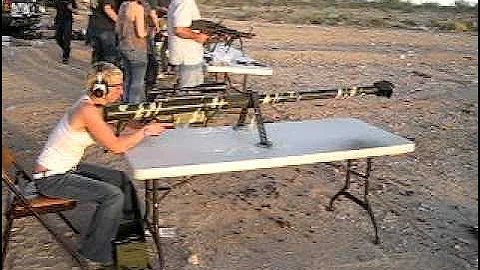 Jamie Horst shooting a 20mm rifle.