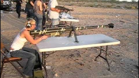 Jamie Horst shooting a 20mm rifle.