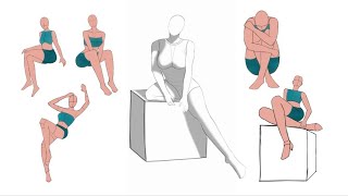 Female Sitting Pose References | Lineart Practice & Anatomy Study 🎨 #drawingpractice #art 