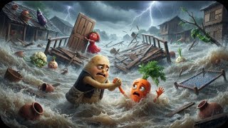  Sailab Mein Allo Ne Bachai Sabki Jaan  | Aloo Gajar Train Flood Story | Talking Veggies