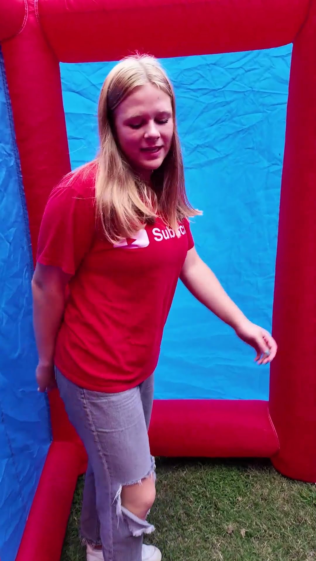 Assistant Searches for Count and Frank in the Inflatable Halloween maze #FamilyFun #Halloween #Maze