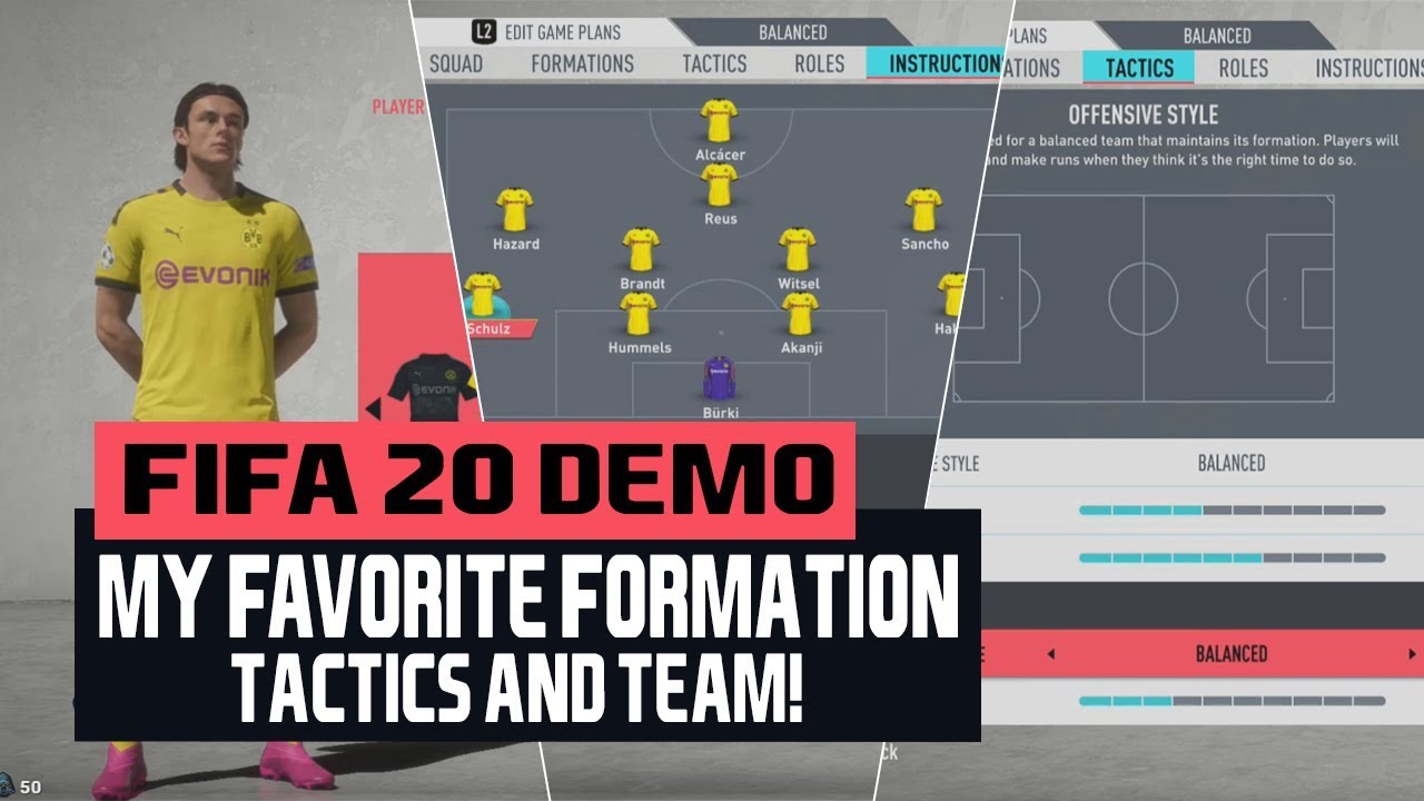 MY FAVORITE FORMATION/TACTICS SO FAR FOR THE FIFA 20 DEMO WITH GAME