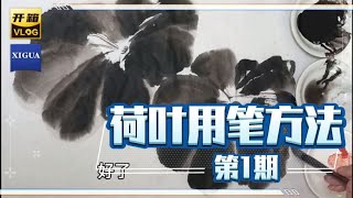 中国画水墨写意荷叶画法