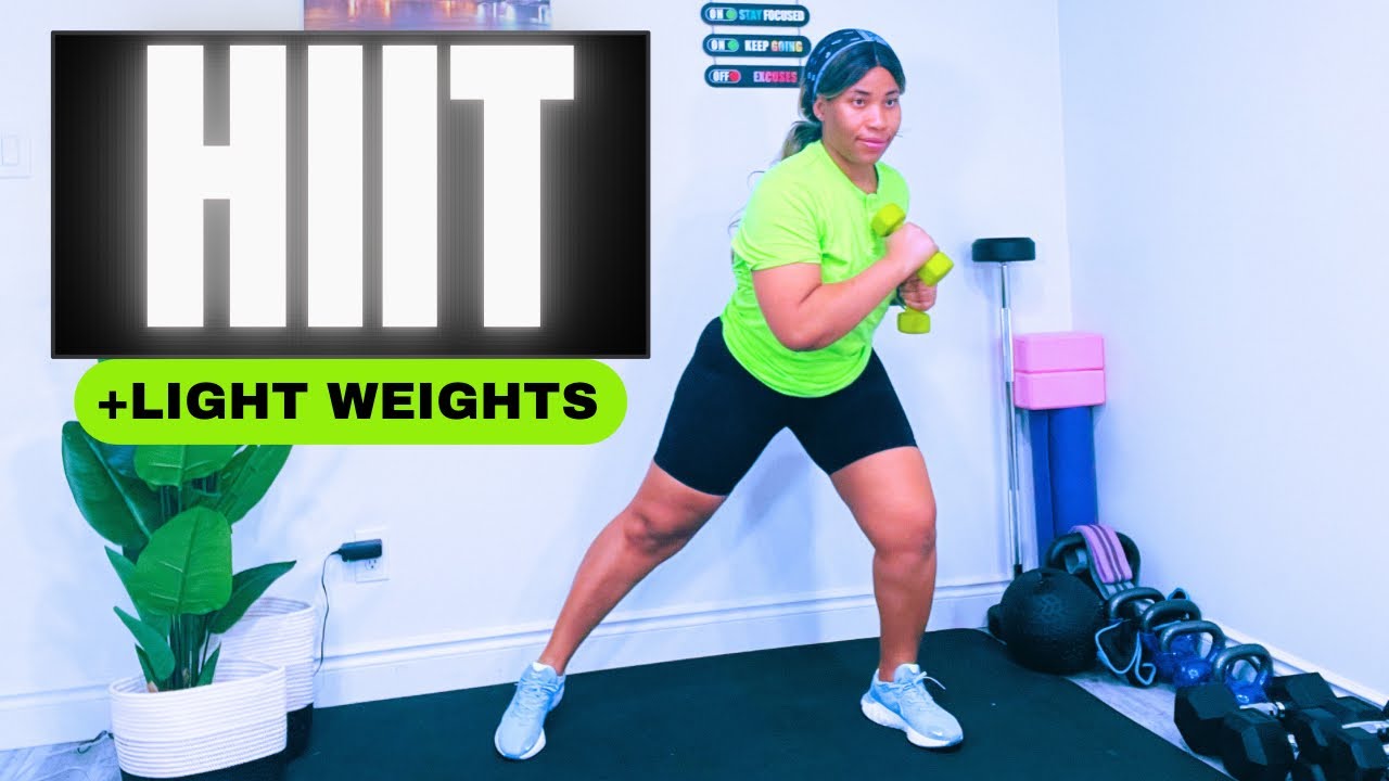 20 MIN HIIT CARDIO WORKOUT with LIGHT DUMBBELLS | Full Body, Build N ...