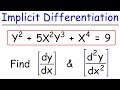 Implicit Differentiation - Find The First & Second Derivatives