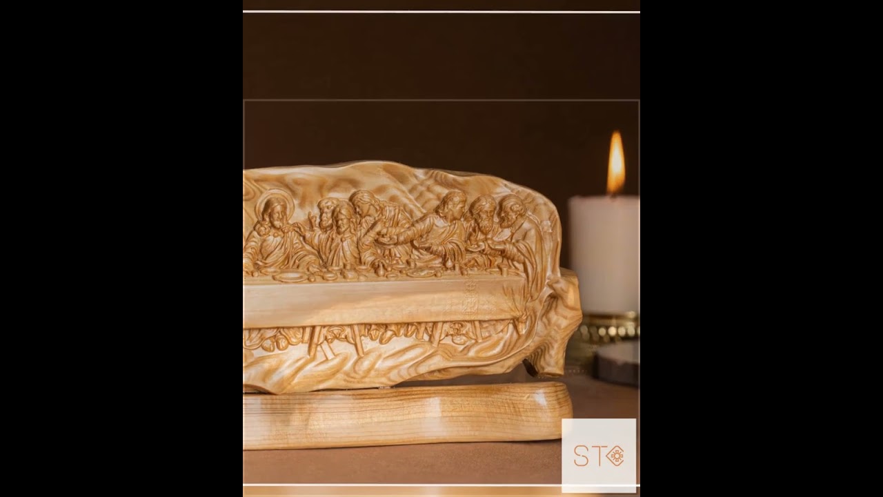 Jesus and The Apostles' Last Supper Handmade Home Decor Wooden Sculpture Religious Catholic Statu...