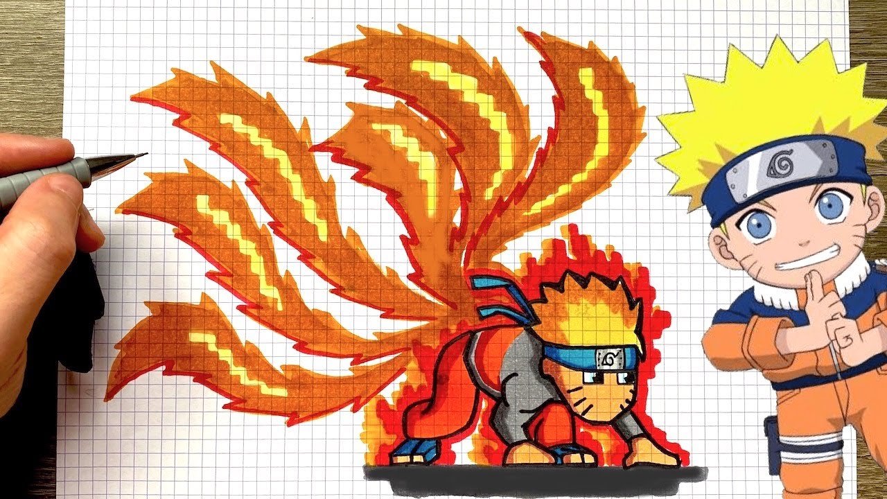 Como Desenhar Naruto Kyubi - Pixel Art - YouTube