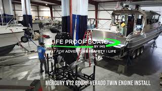 Mounting Twin Mercury V12 600HP Verado Outboards