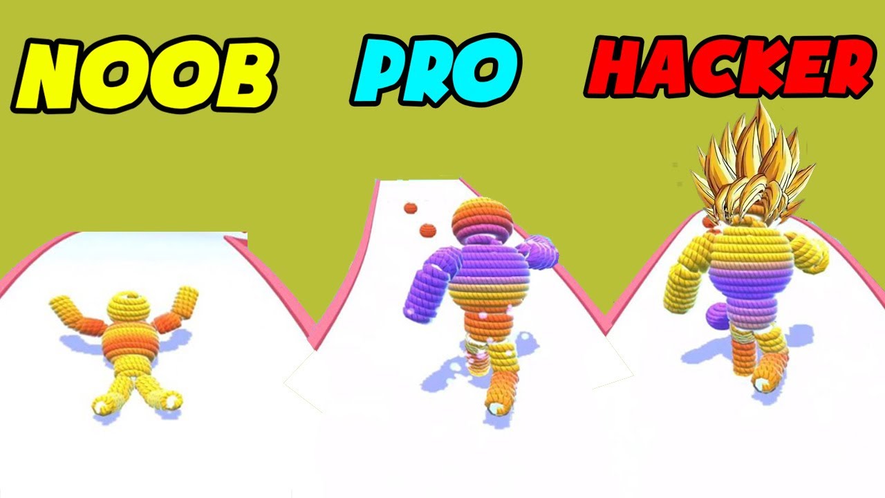 NOOB vs PRO vs HACKER in Rope-Man Run