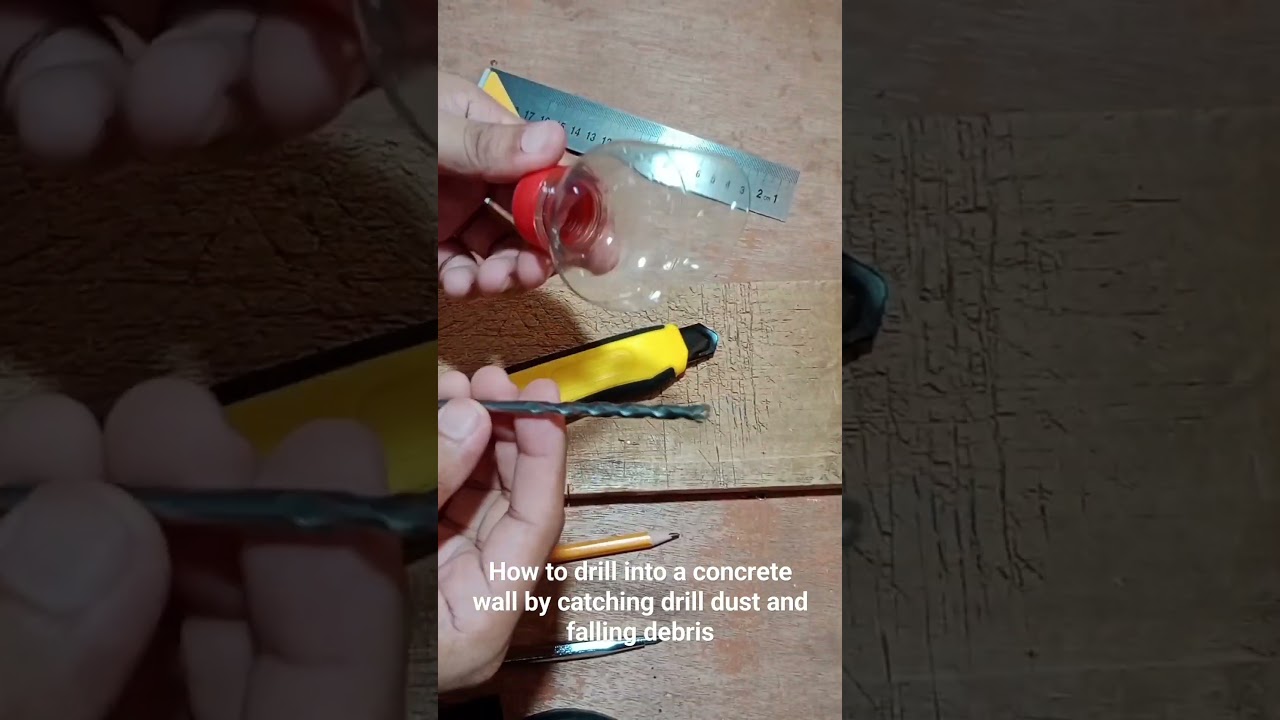 How to drill into a concrete wall by catching drill dust and falling debris