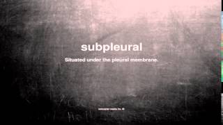 What Does Subpleural Mean