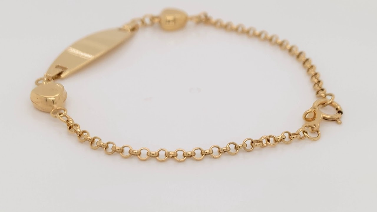 ENGRAVED BRACELET WITH HEART - 14K YELLOW GOLD 6 INCHES (ENGRAVED INCLUDE) 2.2 GRAMS