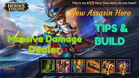New Hero "ZORRO" Perfect Gameplay - Tips and Build | Heroes Evolved Mobile