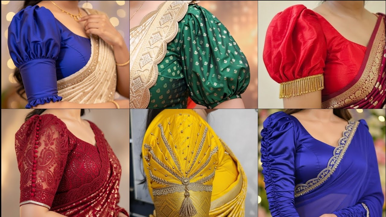 new style puff sleeve blouse | puff blouse back neck designs | puff blouse designs | puff sleeves 👌😍