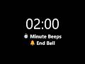 2 Minute Timer - Count Up with Minute Beeps (Soft Ending Alarm) | Mono Chrono