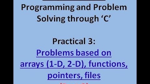 CS 201 | PRACTICAL- 3 Part-2 | Array | By Sunil Sharma, GPC Jhalawar