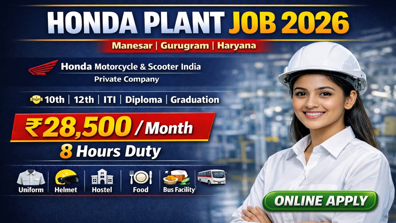 HONDA PLANT MANESAR GURUGRAM HARYANA JOB VACANCY 2026 | Honda Private ...