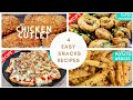 4 EASY SNACKS RECIPES | BREAD PIZZA |  GARLIC MUSHROOM | POTATO WEDGES | CHICKEN CUTLET RECIPE