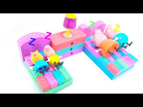 Subin Learn Colors Kinetic Sand | DIY How to Make Bed Room with Peppa Pig Family