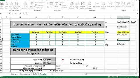 Ms Excel: Data Table 2 biến