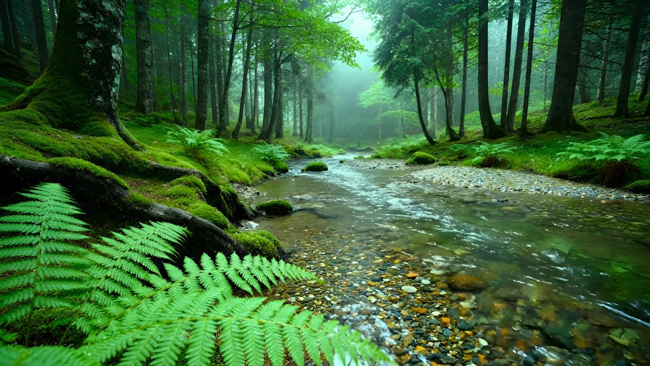 Forest Ambience Birds Singing Beautiful Stream Sounds for Peaceful Sleep, Rest, Focus Study,Medicine