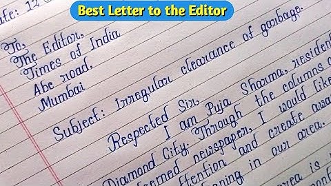 Letter to the Editor for Irregular Clearance of Garbage | Editorial Letter Writing