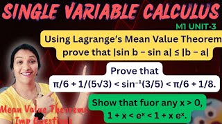 M1 Lagrange's Theorem important  Problems ||SingleVariableCalculusin Telugu|| BtechMaths ||#M1IMP