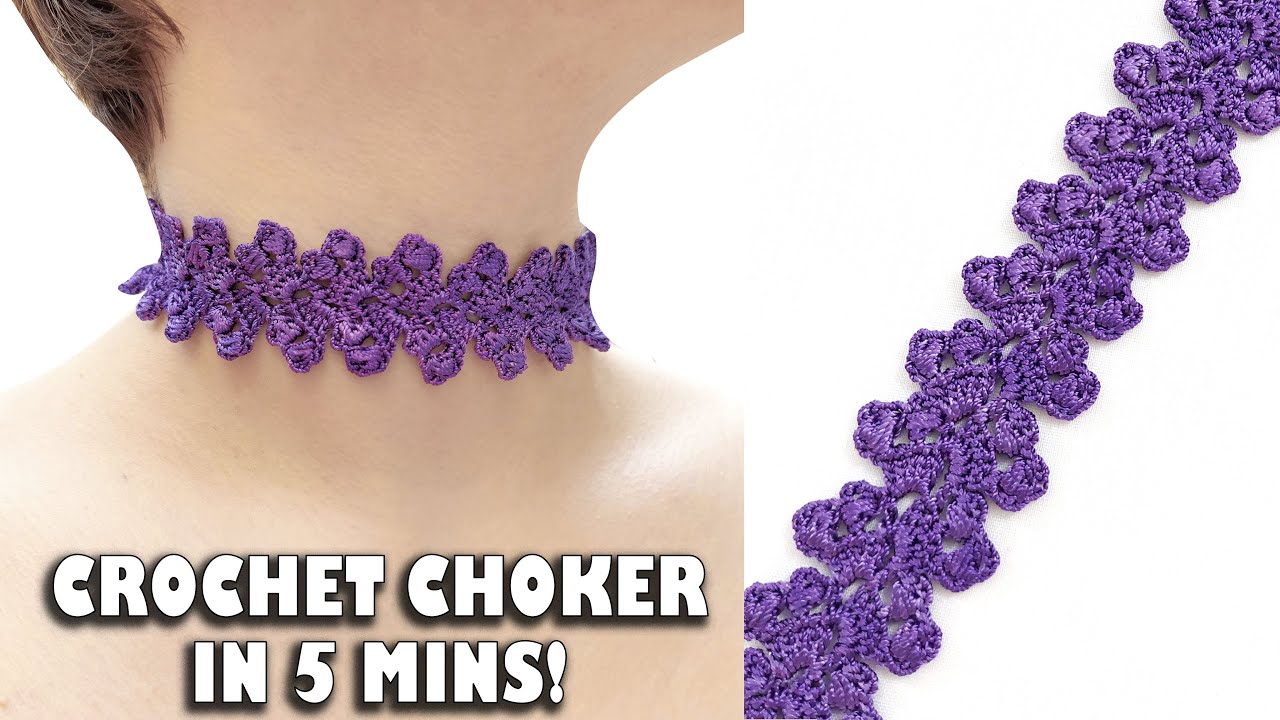 Quick & Easy Crochet Choker Tutorial In 5 Mins! (+Eng Sub)
