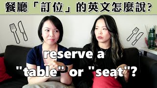 餐廳「訂位」的英文怎麼說? reserve a table or seat? 一分鐘學 ... 