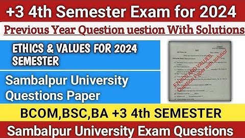4th semester ethics & values sambalpur University| sambalpur University 4th semester ethics & values