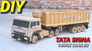 How To Make RC 22 Wheel Tata Signa Truck trailer From Cardboard And Homemade ll DIY 🔥🔥