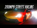 Twin Turbo Lambo hits 200mph street racing!