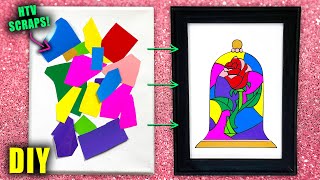 DIY ENCHANTED ROSE REVERSE CANVAS USING HTV SCRAPS || Lucykiins