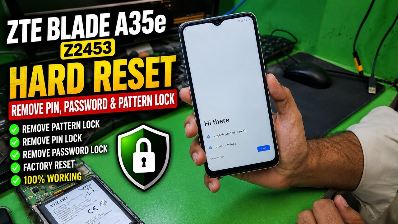 ZTE Blade A35e Z2466 Hard Reset | Remove PIN, Password & Pattern