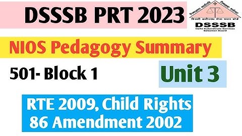 Dsssb Prt Pedagogy// NIOS summary for DSSSB/501 block 1 notes/Dsssb CDP/ Dsssb pedagogy/ dsssb prt