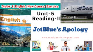 Class 9 English || Unit-5 Reading-II || Apology Letter of JetBlue || Exercise Solution