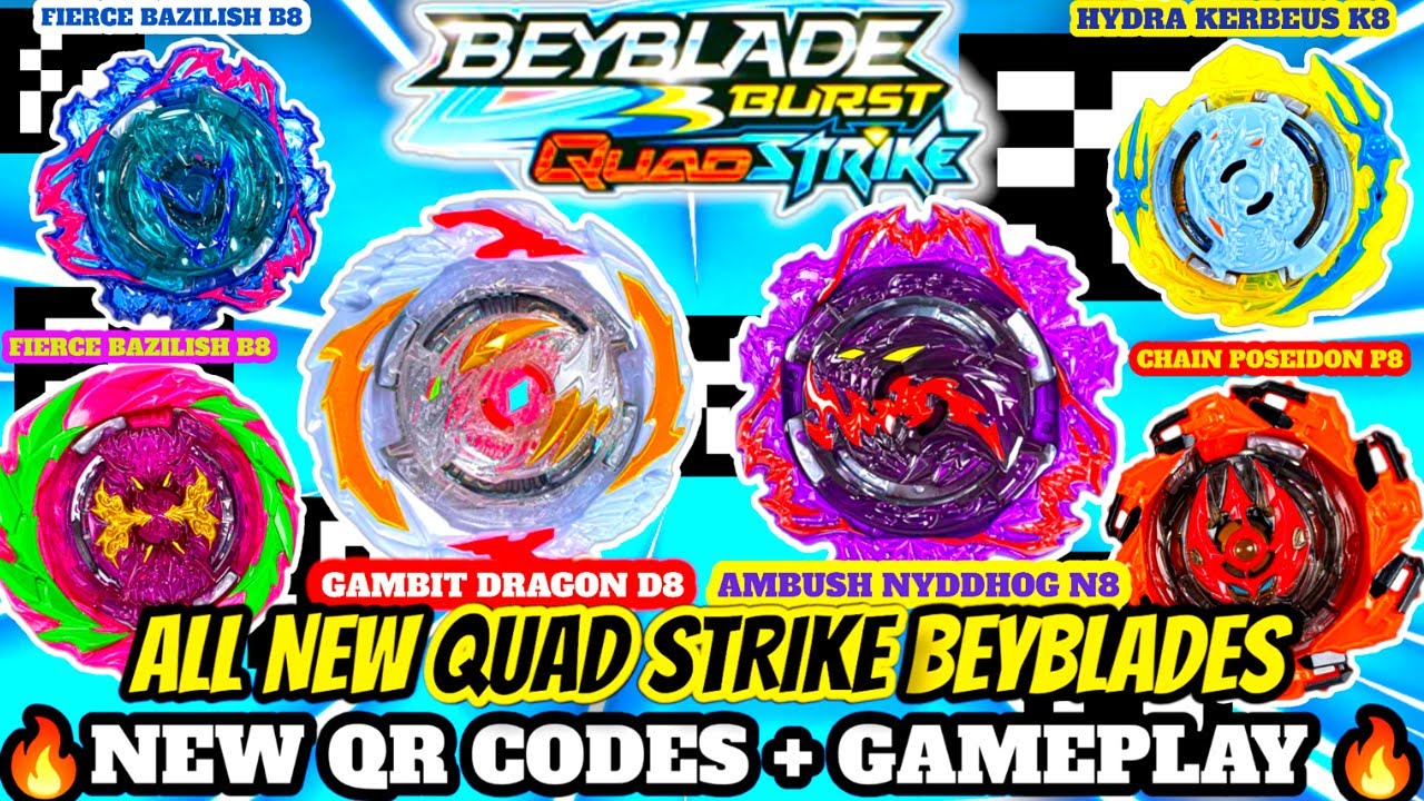 BEYBLADE Burst QuadStrike Ambush Nyddhog N8 and Chain Poseidon P8